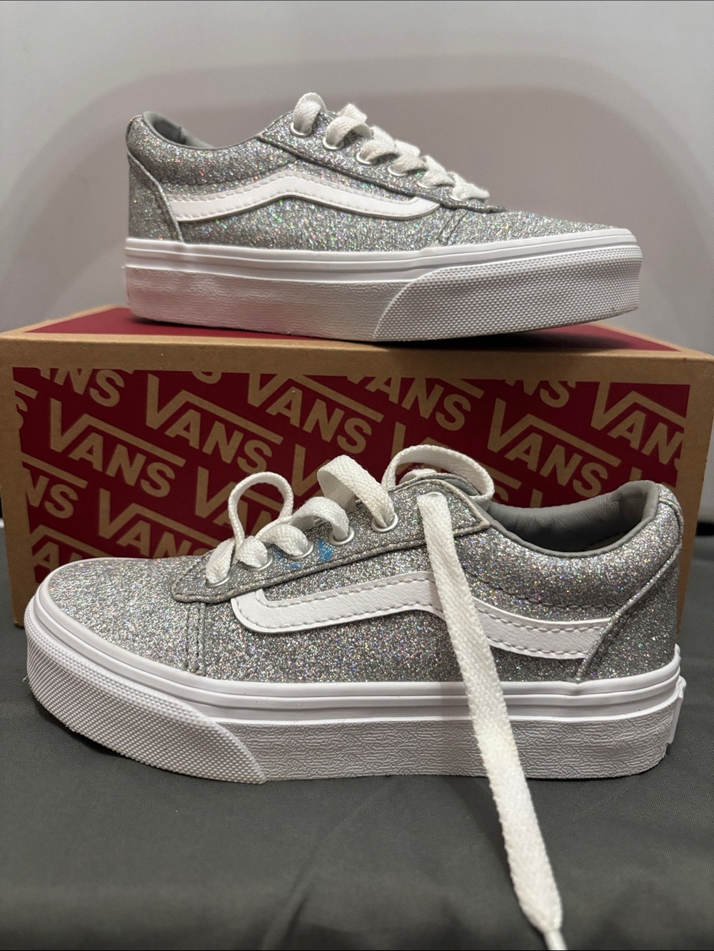 Vans Kids Glitter Old Skool Sneakers - Silver Sparkle